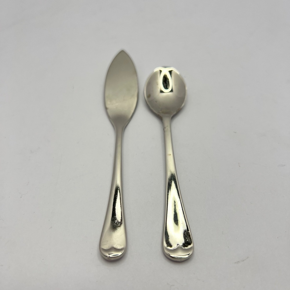 Godinger Jam Spoon and‎ Butter Knife Set Small Heart Handle Polished Silverplate